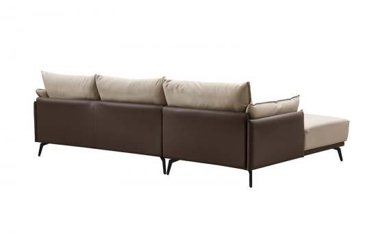 Диван ELEGANTE NAPPA SF015 угловой бежевый 6615-коричневый угол левый