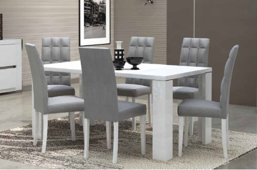 Стол обеденный со стеклом Elegance Diamond White арт. EDDWHTA05