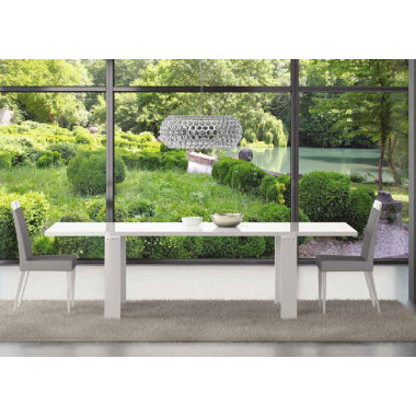 Стол обеденный со стеклом Elegance Diamond White арт. EDDWHTA07