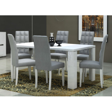 Стол обеденный со стеклом Elegance White арт. ELDWHTA06