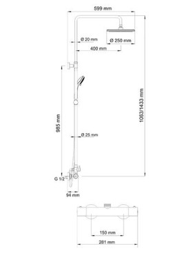 A13302 Thermo Душевой комплект с термостатическим смесителем