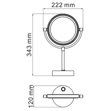 K-1005BLACK Зеркало с LED-подсветкой двухстороннее, стандартное и с 3-х кратным увеличением