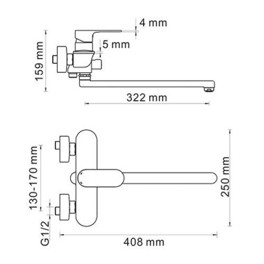 Dinkel 5802L Смеситель для ванны с длинным изливом