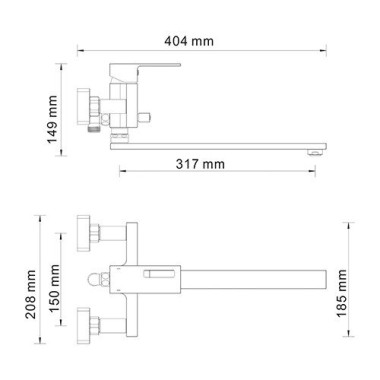 Alme 1502L Смеситель для ванны с длинным изливом