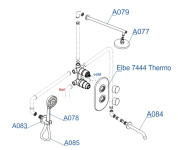 A177477 Thermo Встраиваемый комплект для ванны с верхней душевой насадкой, лейкой и изливом