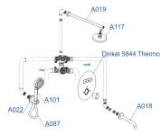 A175817 Thermo Встраиваемый комплект для ванны с верхней душевой насадкой, лейкой и изливом