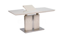Стол обеденный Larry (1200-1600x800x760) BEIGE (беж со стеклом)