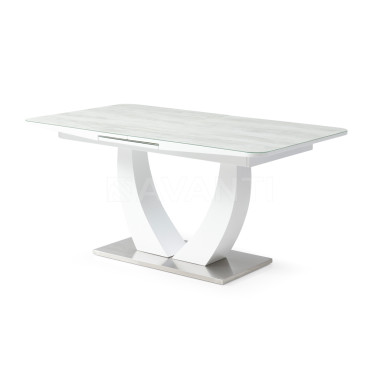 Стол обеденный Rock (1600-2000х900х760) WHITE/GREY (белый/серое стекло)