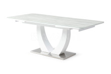 Стол обеденный Rock (1600-2000х900х760) WHITE/GREY (белый/серое стекло)