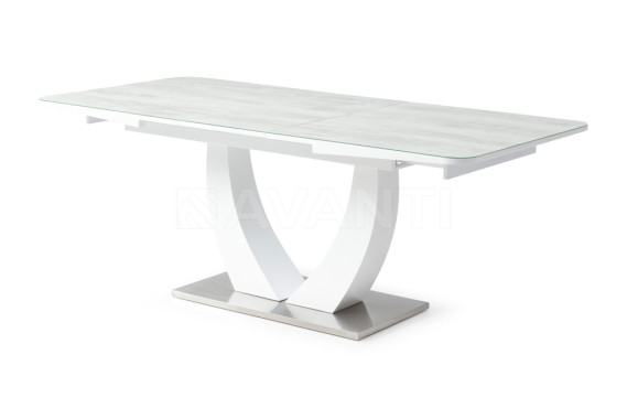 Стол обеденный Rock (1600-2000х900х760) WHITE/GREY (белый/серое стекло)
