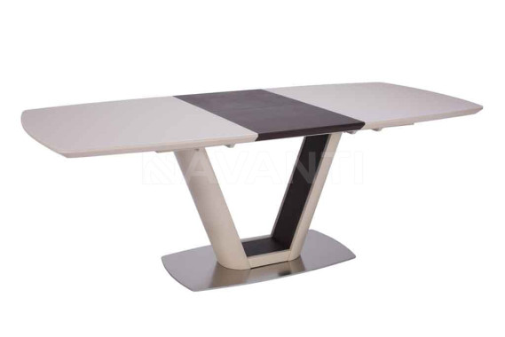 Стол обеденный Miami (1600-2100х950х760) MATT BEIGE/WALNUT (сатинированное стекло беж/орех)