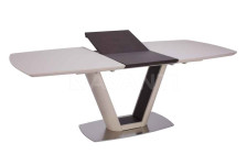 Стол обеденный Miami (1600-2100х950х760) MATT BEIGE/WALNUT (сатинированное стекло беж/орех)