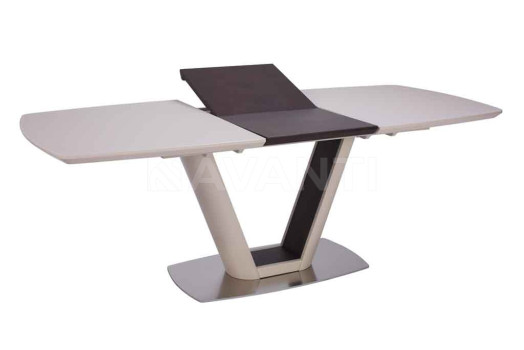 Стол обеденный Miami (1600-2100х950х760) MATT BEIGE/WALNUT (сатинированное стекло беж/орех)
