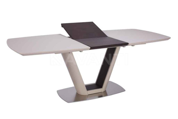 Стол обеденный Miami (1600-2100х950х760) MATT BEIGE/WALNUT (сатинированное стекло беж/орех)