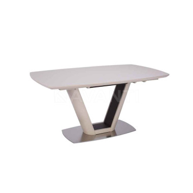 Стол обеденный Miami (1600-2100х950х760) MATT BEIGE/WALNUT (сатинированное стекло беж/орех)