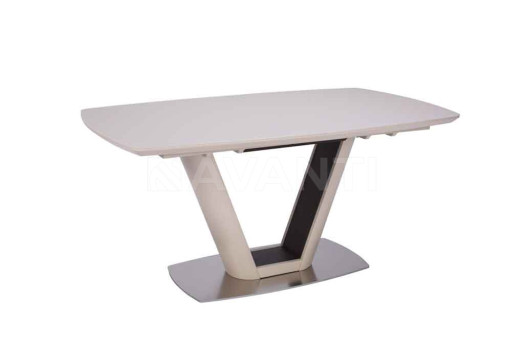 Стол обеденный Miami (1600-2100х950х760) MATT BEIGE/WALNUT (сатинированное стекло беж/орех)