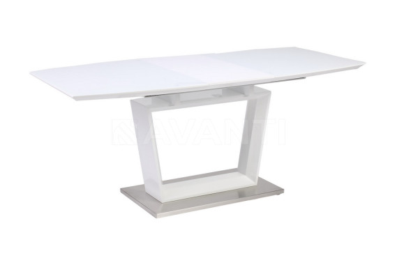 Стол обеденный Aurora (1400-1800x850x760) WHITE (белый лак со стеклом)
