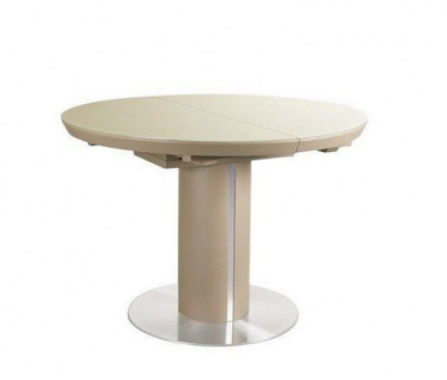 Стол обеденный Slim (1100-1450х1100х760) LATTE (латте сатинированное стекло)