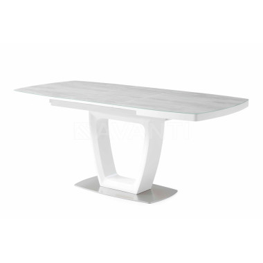 Стол обеденный Jump (1400-1800х850х760) WHITE/GREY (белый/серое стекло)