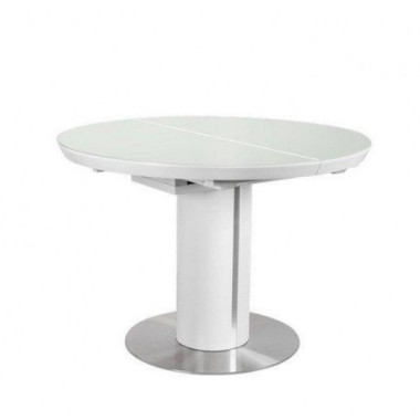 Стол обеденный Slim (1100-1450х1100х760) WHITE (белый сатинированное стекло)