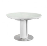 Стол обеденный Slim (1100-1450х1100х760) WHITE (белый сатинированное стекло)