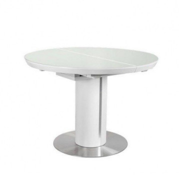 Стол обеденный Slim (1100-1450х1100х760) WHITE (белый сатинированное стекло)