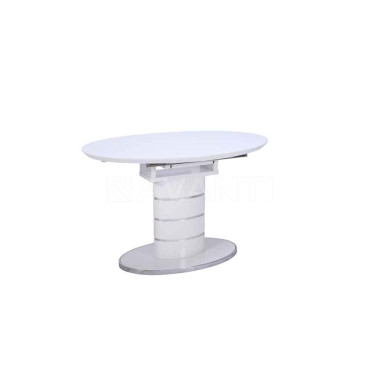 Стол обеденный Luna (1200-1550х800х760) WHITE (белый лак со стеклом)