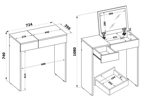 Туалетный столик СП-22 Бетон