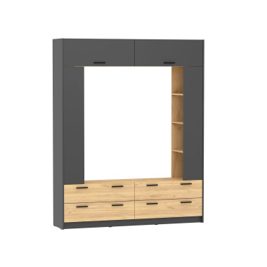 НМ 014.65 Шкаф комбинированный Оттавия Антрацит/Дуб золотой