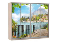 Шкаф купе Модерн 2362х450 4-х дверный 3-х секционный фотопечать №4 ясень