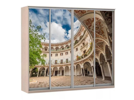 Шкаф купе Модерн 2362х450 4-х дверный 3-х секционный фотопечать №2 ясень