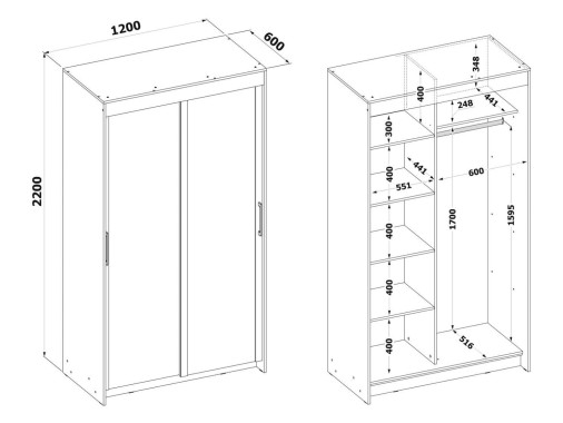Шкаф-купе ШР-2126.2 с зеркалом Белый