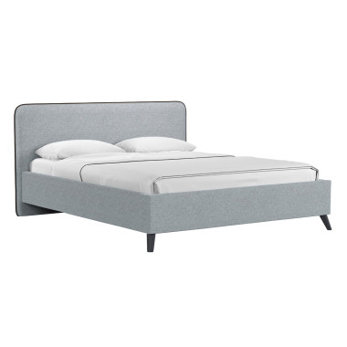 Миа кровать 160 Bravo grey (серый) / кант Лайт 10 Велюр (коричневый)