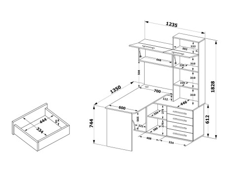 Компьютерный стол КСТ-14.1П Дуб Юкон