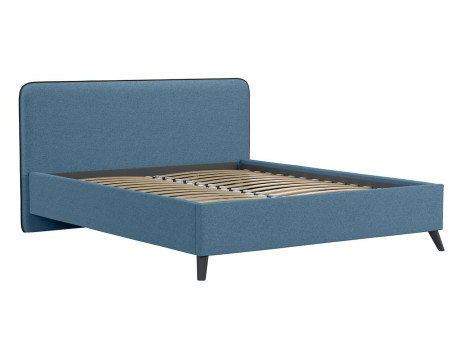 Миа кровать 160 Bravo blue (светло-синий) / кант Лайт 10 Велюр (коричневый)