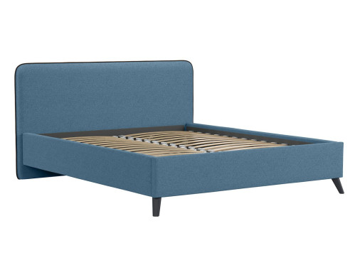 Миа кровать 160 Bravo blue (светло-синий) / кант Лайт 10 Велюр (коричневый)