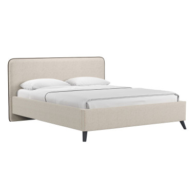 Миа кровать 160 Bravo white (светло-бежевый) / кант Лайт 10 Велюр (коричневый)