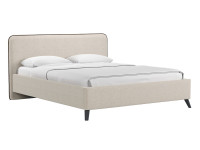 Миа кровать 160 Bravo white (светло-бежевый) / кант Лайт 10 Велюр (коричневый)