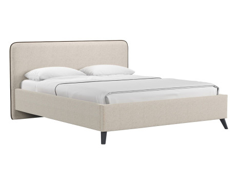 Миа кровать 160 Bravo white (светло-бежевый) / кант Лайт 10 Велюр (коричневый)
