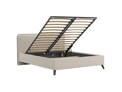 Миа кровать 160 Bravo white (светло-бежевый) / кант Лайт 10 Велюр (коричневый)