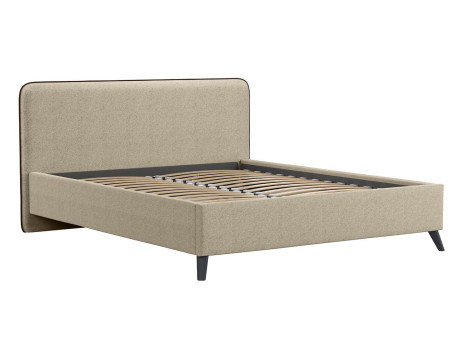Миа кровать 160 Bravo light brown (бежево-коричневый) / кант Лайт 10 Велюр (коричневый)