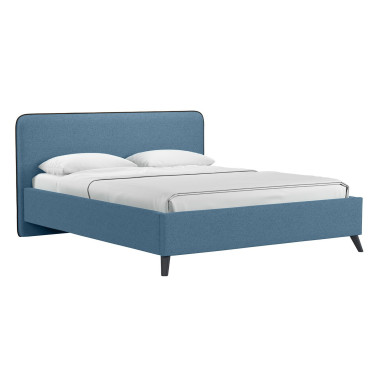 Миа кровать 160 Bravo blue (светло-синий) / кант Лайт 10 Велюр (коричневый)