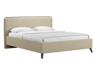 Миа кровать 160 Bravo light brown (бежево-коричневый) / кант Лайт 10 Велюр (коричневый)